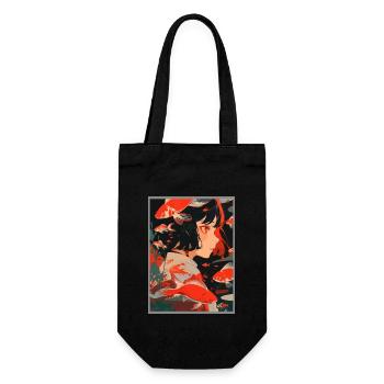 Vintage Japanisch Ästhetik Otaku Anime Girl - Geschenkbeutel für Flaschen - Schwarz - Vorne