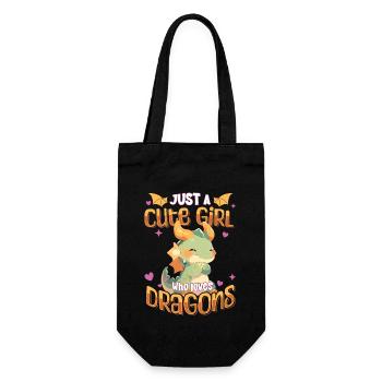 Just a cute Girl who loves Dragons - Kawaii Dragon - Gift Bag for Bottles - black - Front