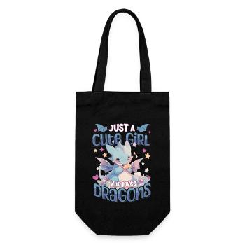 Just a cute Girl who loves Dragons - Kawaii Dragon - Gift Bag for Bottles - black - Front