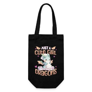 Just a cute Girl who loves Dragons - Kawaii Dragon - Gift Bag for Bottles - black - Front