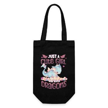 Just a cute Girl who loves Dragons - Kawaii Dragon - Gift Bag for Bottles - black - Front