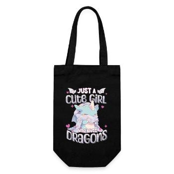 Just a cute Girl who loves Dragons - Kawaii Dragon - Gift Bag for Bottles - black - Front