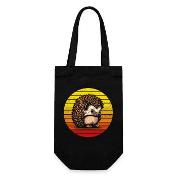 Vintage Retro Sunset Hedgehog T-Shirt - Geschenkbeutel für Flaschen - Schwarz - Vorne