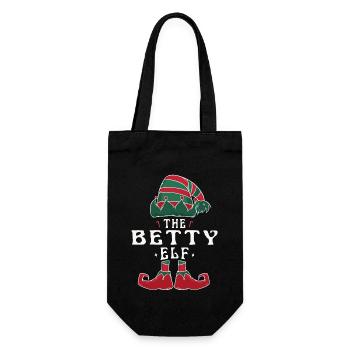 Betty Elf Familie Passende Gruppe Weihnachten Papa Mama - Geschenkbeutel für Flaschen - Schwarz - Vorne