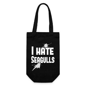 I hate Seagulls Hafenmeister Kapitäns Spruch - Geschenkbeutel für Flaschen - Schwarz - Vorne
