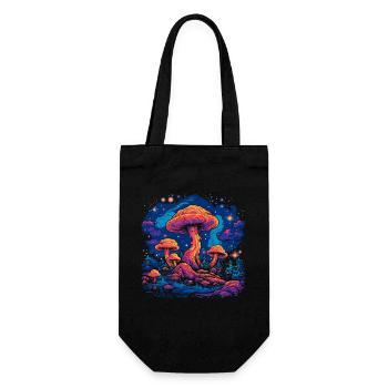Mushroom | Fantasy Pilze Wald Natur Goa Festival - Geschenkbeutel für Flaschen - Schwarz - Vorne