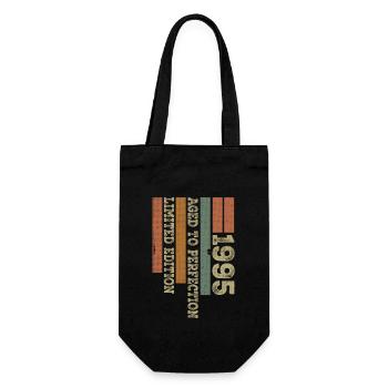 1995 Vintage Retro Jubiläumsgeschenk Jahrgang 1995 - Geschenkbeutel für Flaschen - Schwarz - Vorne