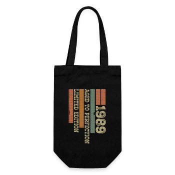 1989 Vintage Retro Birthday Gift Born in 1989 - Gift Bag for Bottles - black - Front