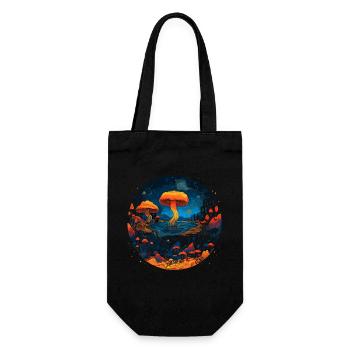 Mushroom | Fantasy Pilze Wald Natur Goa Festival - Geschenkbeutel für Flaschen - Schwarz - Vorne