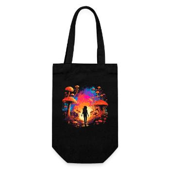 Mushroom | Fantasy Pilze Wald Natur Goa Festival - Geschenkbeutel für Flaschen - Schwarz - Vorne