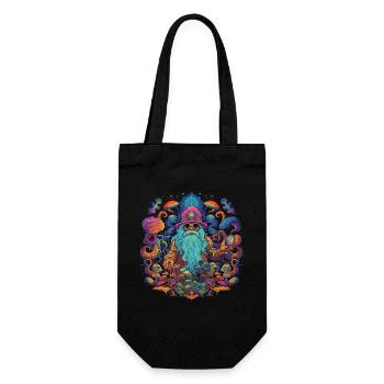 Mushroom | Fantasy Pilze Wald Natur Goa Festival - Geschenkbeutel für Flaschen - Schwarz - Vorne
