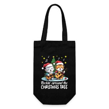 Cats celebrate Christmas with guitars, rock'n'roll - Gift Bag for Bottles - black - Front