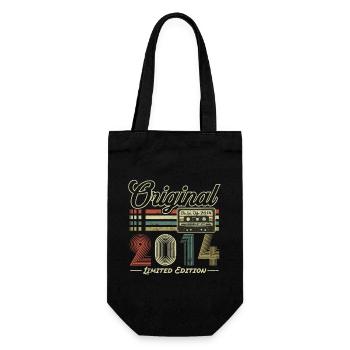 Original 2014 Vintage Jahrgang Retro Geburtstag - Geschenkbeutel für Flaschen - Schwarz - Vorne