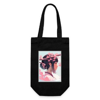 Vintage Japanisch Ästhetik Otaku Anime Girl - Geschenkbeutel für Flaschen - Schwarz - Vorne