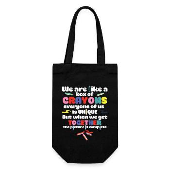 Back to School We Are Like A Box Of Crayons - Geschenkbeutel für Flaschen - Schwarz - Vorne