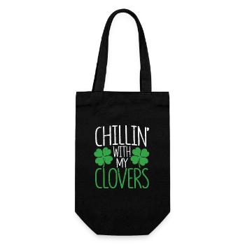 Chillin With My Shamrocks Funny Irish - Gift Bag for Bottles - black - Front