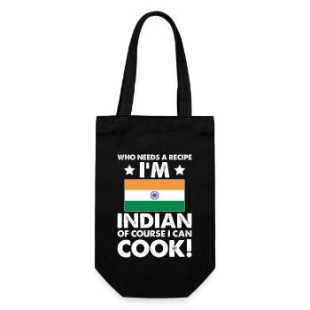 Indische Küche Koch Koch Ich bin Inder Natürlich Ich - Geschenkbeutel für Flaschen - Schwarz - Vorne