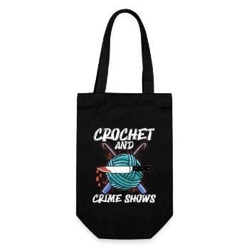 Crochet & Crime Shows True Crime Murder Show - Geschenkbeutel für Flaschen - Schwarz - Vorne