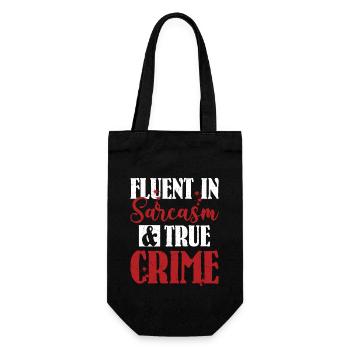Fluent In Sarcasm & True Crime Murder Show Serial - Geschenkbeutel für Flaschen - Schwarz - Vorne