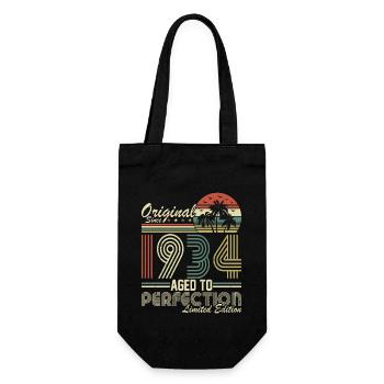 90th Birthday Vintage Retro - Original 1934 - Gift Bag for Bottles - black - Front
