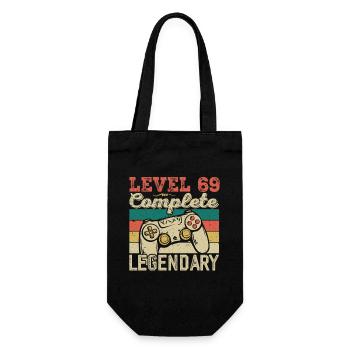 Level 69 Complete, 69 Birthday Gift - Gift Bag for Bottles - black - Front