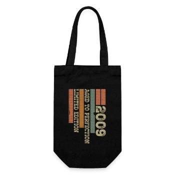 2009 Vintage Retro Birthday Gift Born in 2009 - Gift Bag for Bottles - black - Front