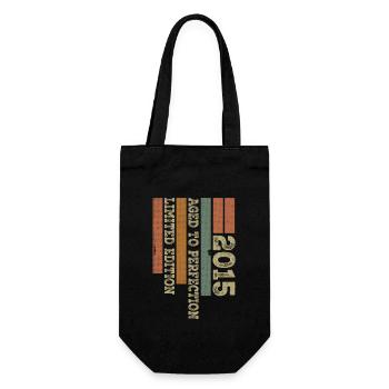 2015 Retro Vintage Geburtstagsgeschenk geboren im Jahr 2015 - Geschenkbeutel für Flaschen - Schwarz - Vorne