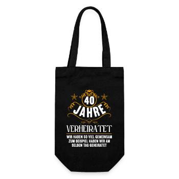 Wir haben viel gemeinsam 40.Hochzeitstag - Geschenkbeutel für Flaschen - Schwarz - Vorne