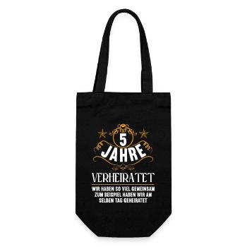 Wir haben viel gemeinsam 5.Hochzeitstag - Geschenkbeutel für Flaschen - Schwarz - Vorne