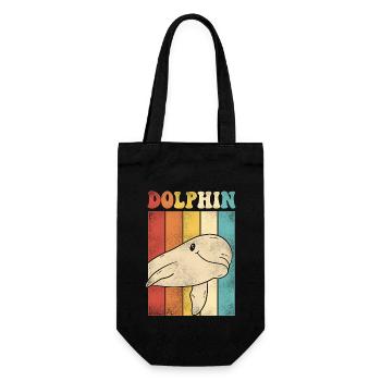 Dolphin Retro Vintage Dolphin - Geschenkbeutel für Flaschen - Schwarz - Vorne