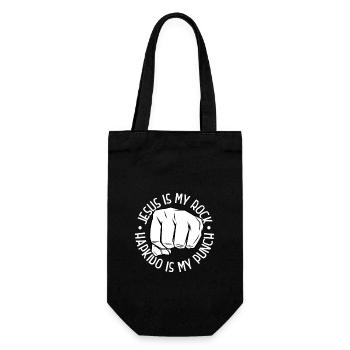 Jesus ist mein Fels - Hapkido ist mein Schlag - Geschenkbeutel für Flaschen - Schwarz - Vorne