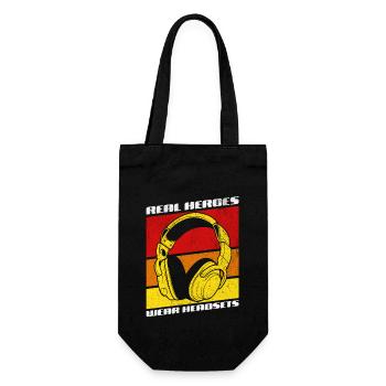 Real Heroes wear Headsets Funny Gamer Boys & Kids - Geschenkbeutel für Flaschen - Schwarz - Vorne