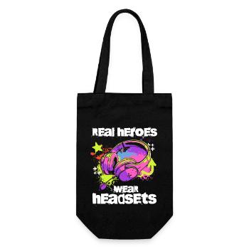 Real Heroes wear Headsets Funny Gamer Boys & Kids - Geschenkbeutel für Flaschen - Schwarz - Vorne