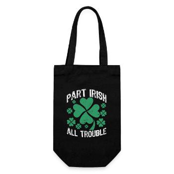 Part Irish All Trouble Funny Lucky Shamrock - Gift Bag for Bottles - black - Front