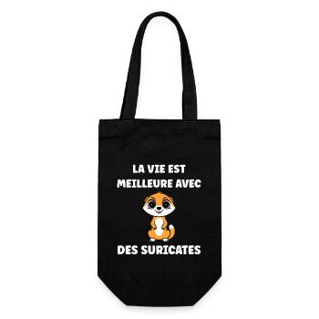 Humour petit suricate - Sac à bouteille - noir - Devant
