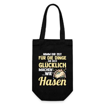 Kaninchen Hase - Geschenkbeutel für Flaschen - Schwarz - Vorne