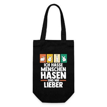 Kaninchen Hase - Geschenkbeutel für Flaschen - Schwarz - Vorne