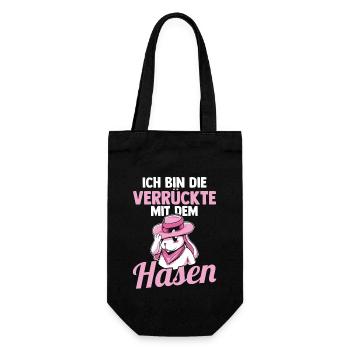Kaninchen Hase - Geschenkbeutel für Flaschen - Schwarz - Vorne