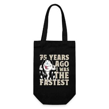 75. Geburtstag 75 Jahre War Ich Mal Der Schnellste - Geschenkbeutel für Flaschen - Schwarz - Vorne