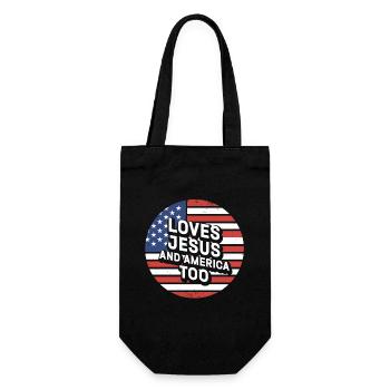 Loves Jesus and America Too God Christian - Gift Bag for Bottles - black - Front