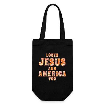 Loves Jesus and America Too God Christian - Gift Bag for Bottles - black - Front