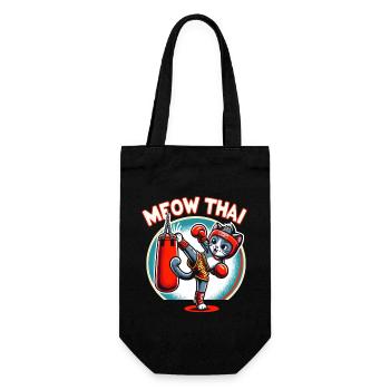 Muay Thai Martial Art Cat Meow Thai Thai Boxing - Gift Bag for Bottles - black - Front