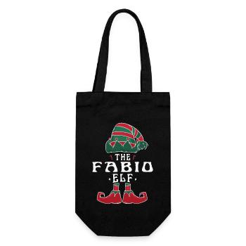Fabio Elf Familie Passende Gruppe Weihnachten Papa Mama - Geschenkbeutel für Flaschen - Schwarz - Vorne