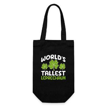 Größter Kobold der Welt St. Patrick's Day Shamrock - Geschenkbeutel für Flaschen - Schwarz - Vorne