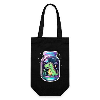 Dinosaur in a Cartoon Jar - Gift Bag for Bottles - black - Front