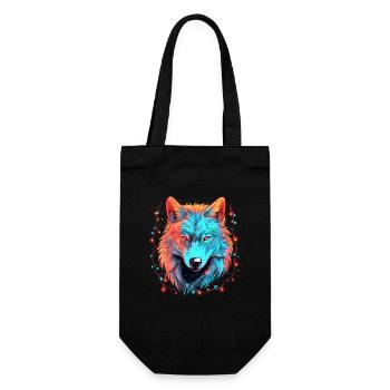 Wolf with xmas lights, Love Wolfs - Gift Bag for Bottles - black - Front