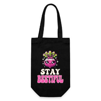 Beetroot Love - Stay Beetiful Kawaii Beets Pun - Gift Bag for Bottles - black - Front