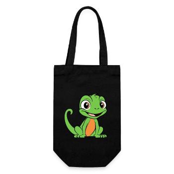 Humour petit lézard - Sac à bouteille - noir - Devant