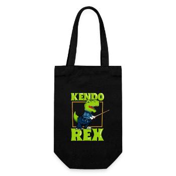 TREX macht Kendo - Geschenkbeutel für Flaschen - Schwarz - Vorne