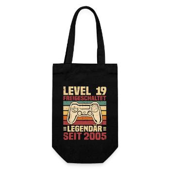 Level 19 freigeschaltet legendär seit 2005 - Geschenkbeutel für Flaschen - Schwarz - Vorne